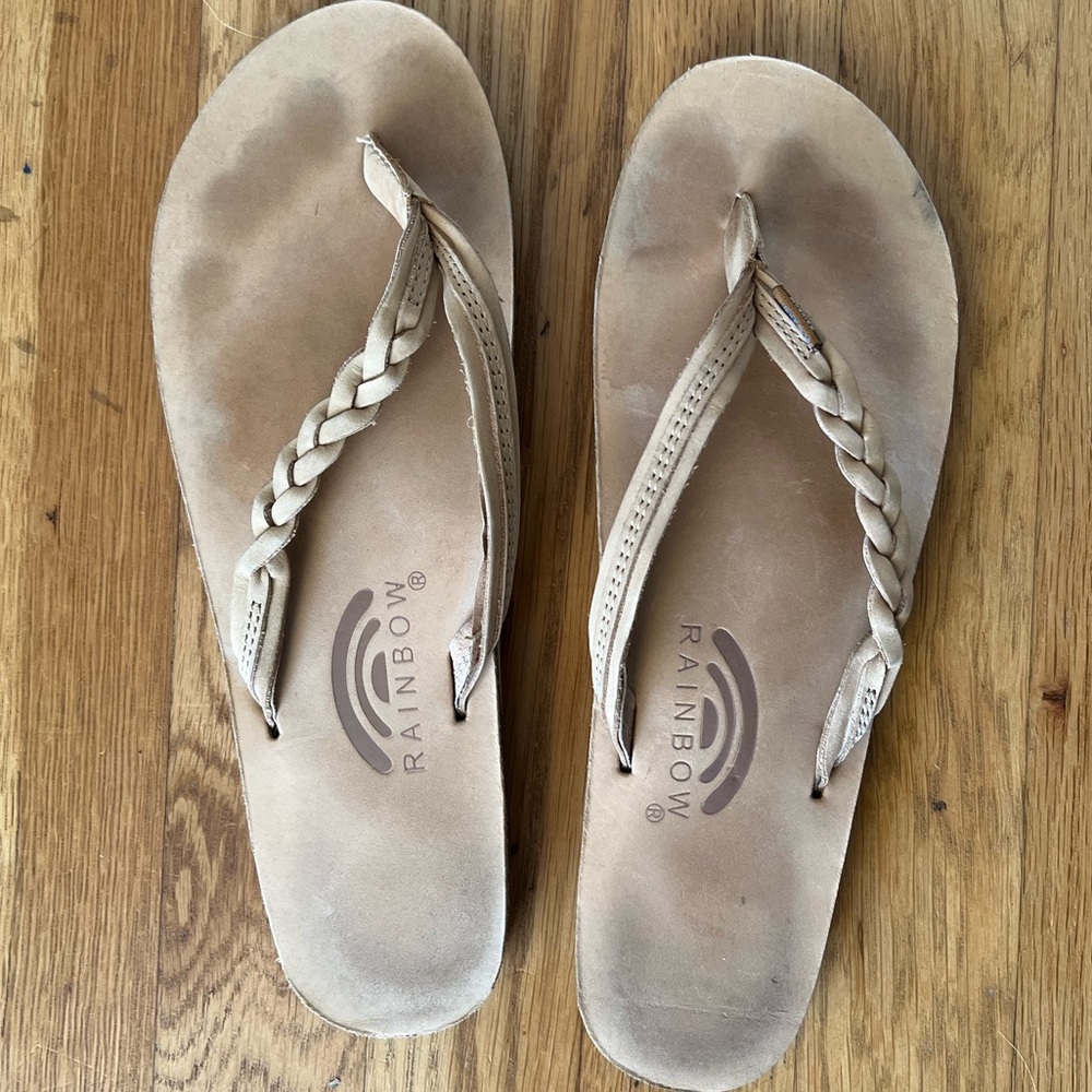 Rainbow sandals with braided strap